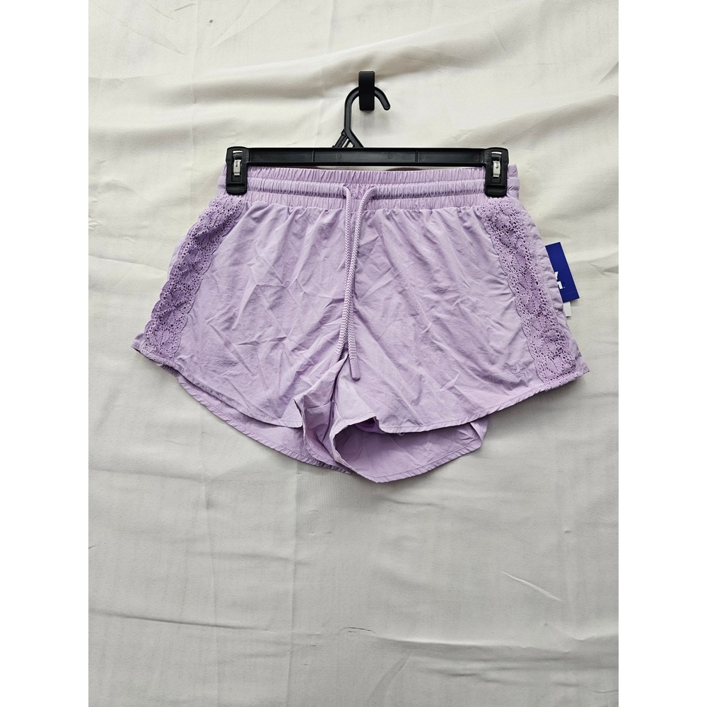 JoyLab Womens Lace Trim Active Shorts Purple Nylon Athletic Size Small